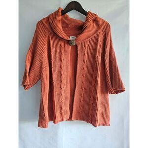 Cottagecore Cato Rust Orange Cable Knit Sweater Cardigan Plus Size 22/24W